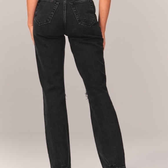 ABERCROMBIE AND FITCH THE 90s STRAIGHT ULTRA HIGH RISE BLACK JEANS SIZE 33/16 - Picture 3 of 7